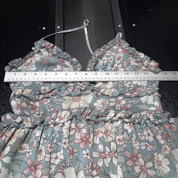 HYFVE Dress Womens Small Blue Pink Floral Ruffle Tiered Boho Summer Fairy - Picture 14 of 16